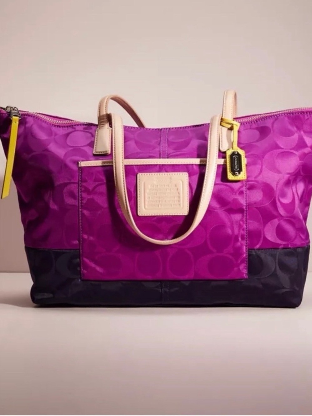 Coach Legacy Weekend Signature Colorblock Nylon Weekender Tote